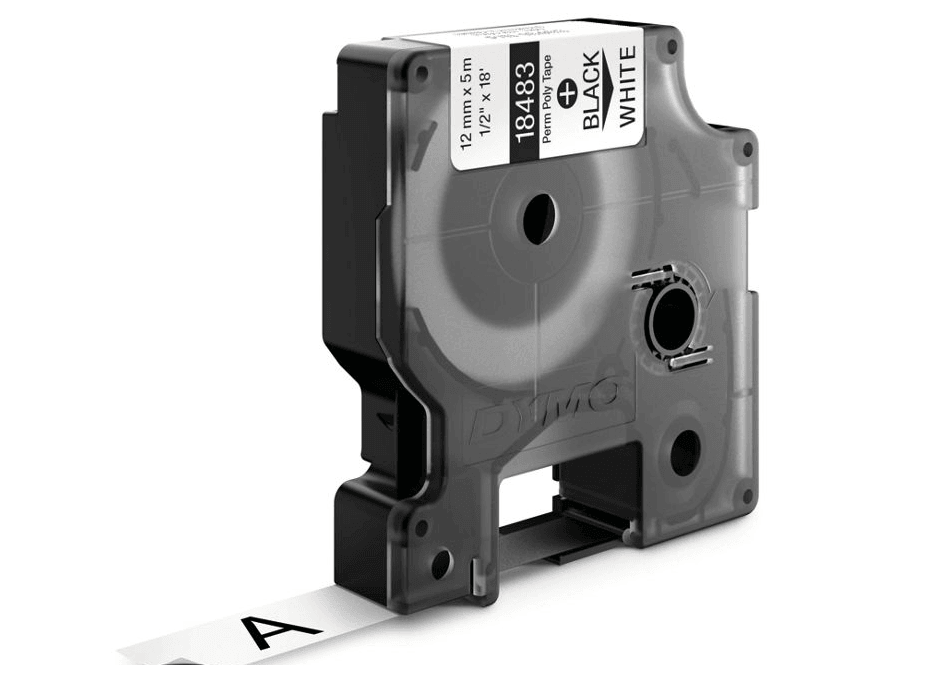 Dymo 18764-18483 Rhino Pro 12mm, Black on White Polyester Tape (DYS0718210) - Altimus