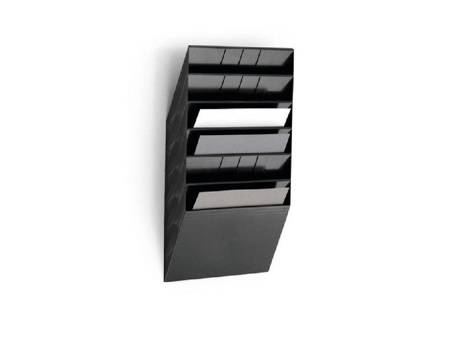 Durable FLEXIBOX 6 A4 Landscape, Wall Mounted Brochure Holder, 6 Tier, Black - Altimus