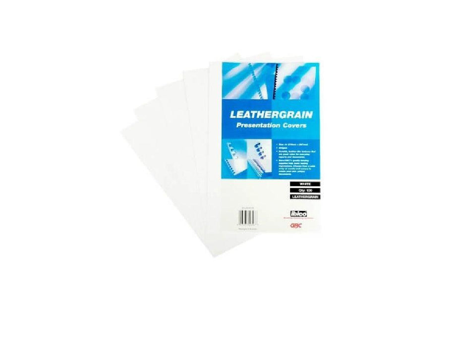 GBC Binding Cover Leathergrain White A4, 250gsm, 100/pack - Altimus
