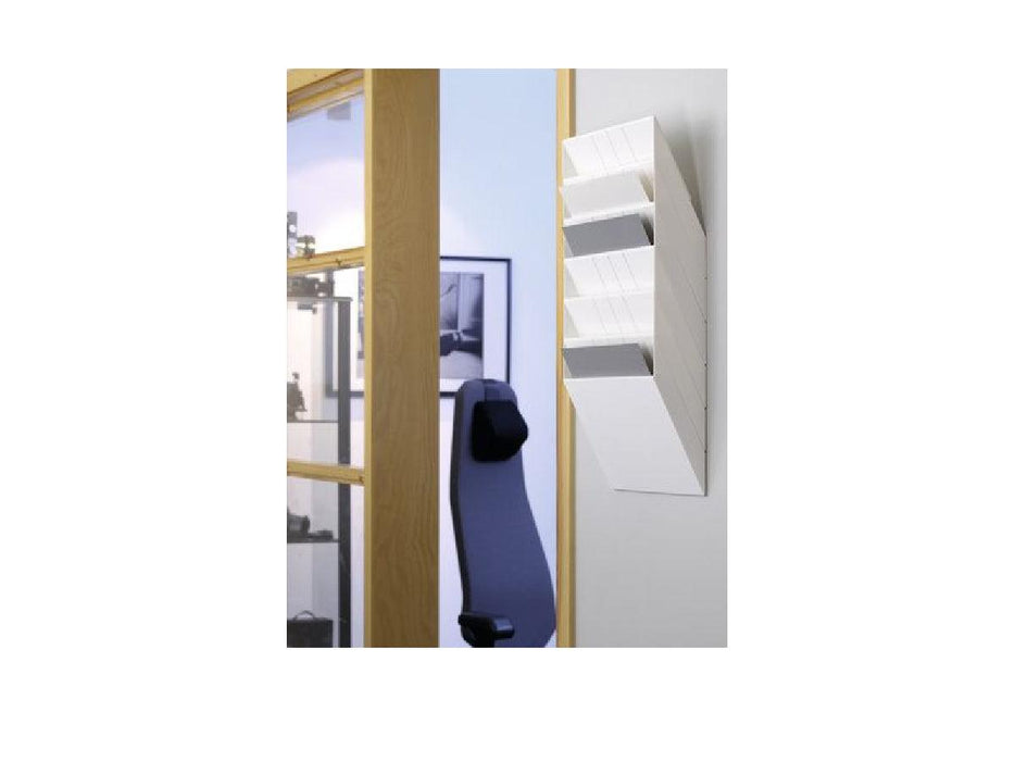 Durable FLEXIBOX 6 A4 Landscape, Wall Mounted Brochure Holder, 6 Tier, White - Altimus