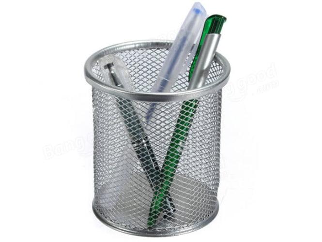 Partner Metal Mesh Pen Holder Round Silver - Altimus
