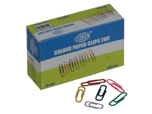 Colored Paper Clips, Assorted Colors, 28mm, 100clips/pack - Altimus
