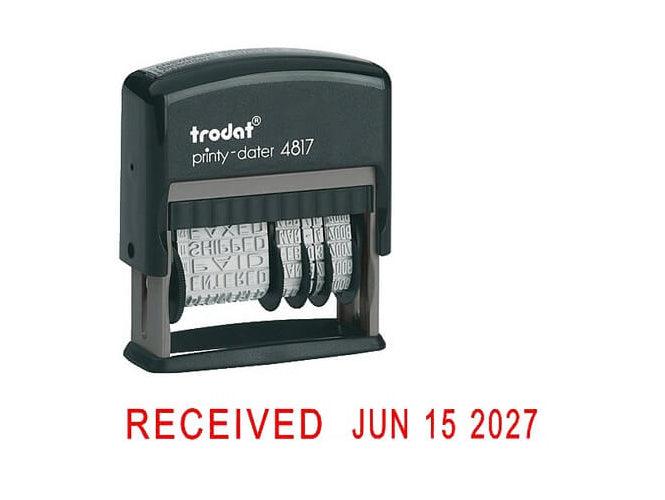 Trodat 4817 Date Stamp with 12 Changeable Messages - Red - Altimus