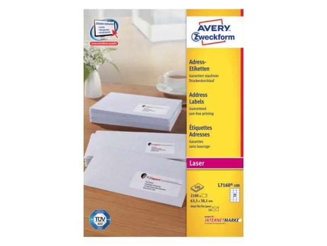 Avery L7160-100 Address Labels, 63.5x38.1mm, 21 Labels/Sheet, 100 Sheets/Pack - Altimus