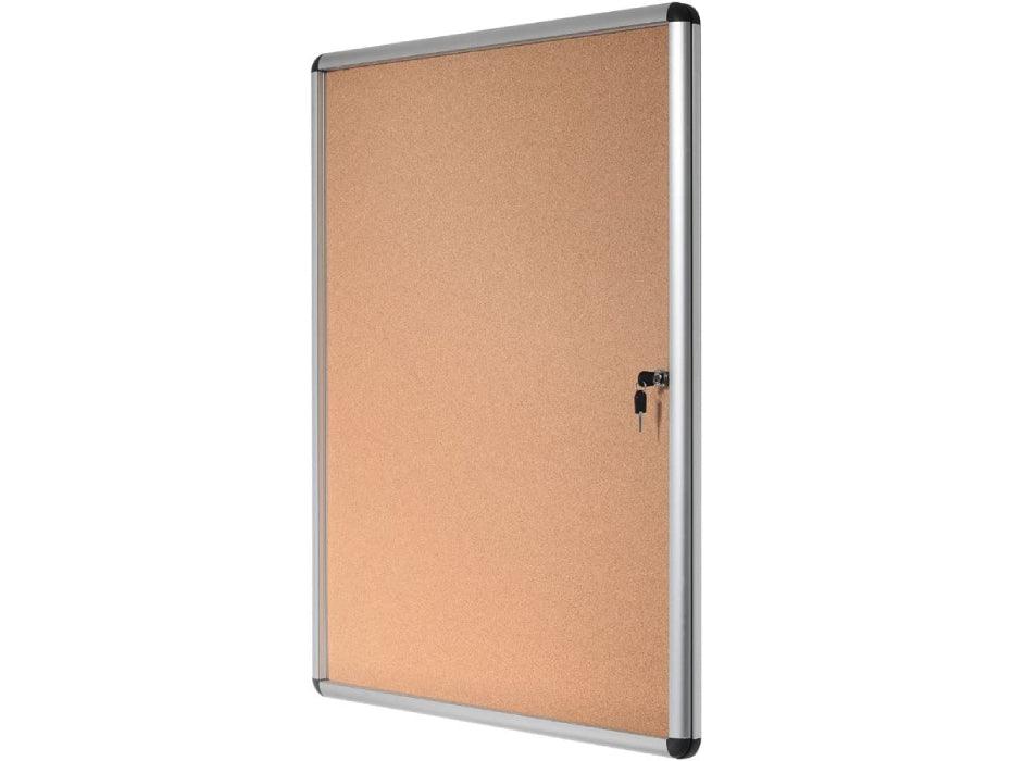 Lockable Cork Notice Board, 67cm x 50cm Indoor Cork with Door - Altimus
