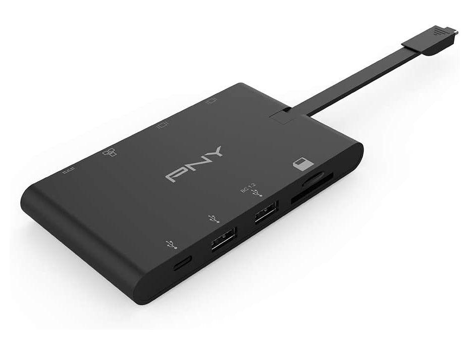 PNY 9 in 1 Mini Portable USB-C Power Hub with Integrated USB-C Cable for USB-C - Altimus