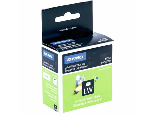 DYMO (11353) Multipurpose Labels (2 up), White Paper, 25 x 13 mm, [1000 Labels/Roll] - Altimus