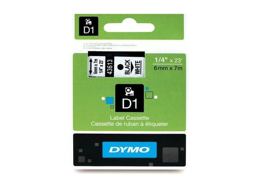 Dymo 43613, D1 Tape, 6mm x 7m, Black on White - Altimus