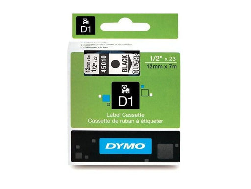 Dymo 45010, D1 Tape,12mm x 7m, Black on Transparent - Altimus
