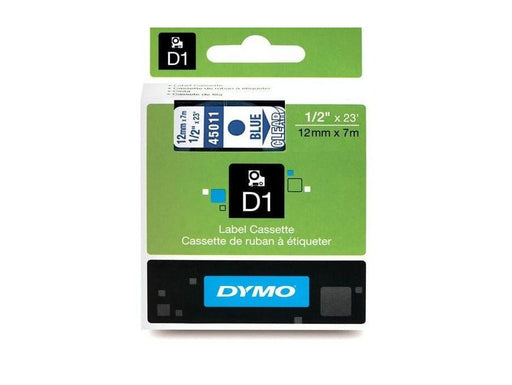 Dymo 45011, D1 Tape,12mm x 7m, Blue on Transparent - Altimus