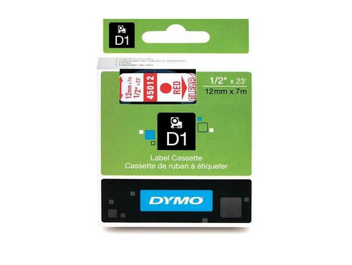Dymo 45012, D1 Tape,12mm x 7m, Red on Transparent - Altimus