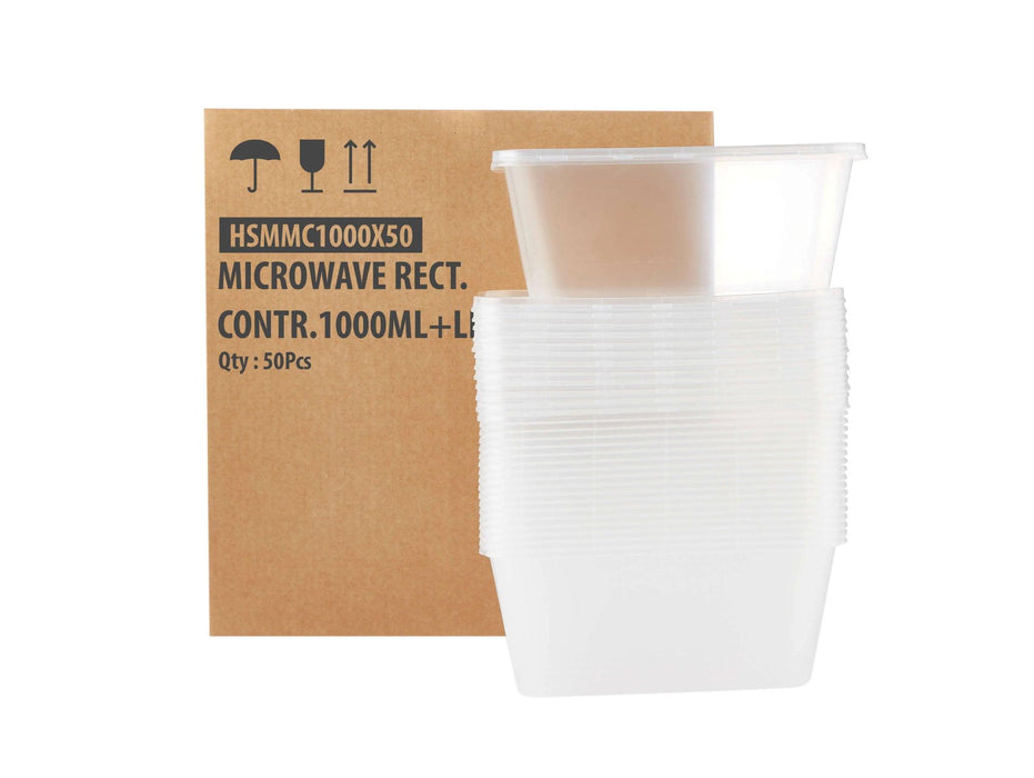 Microwavable Container 1000 ml With Lid - 50 Pieces (MC1000) - Altimus