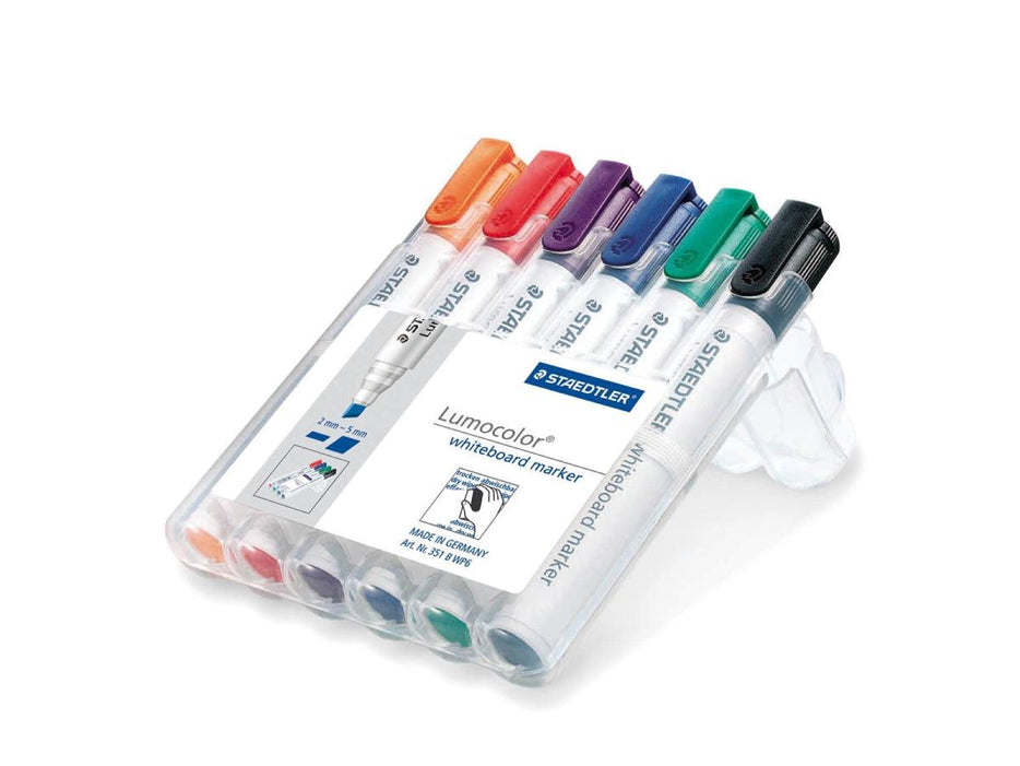 Staedtler 351B Chisel Tip White Board marker, Assorted (Pack of 6) - Altimus