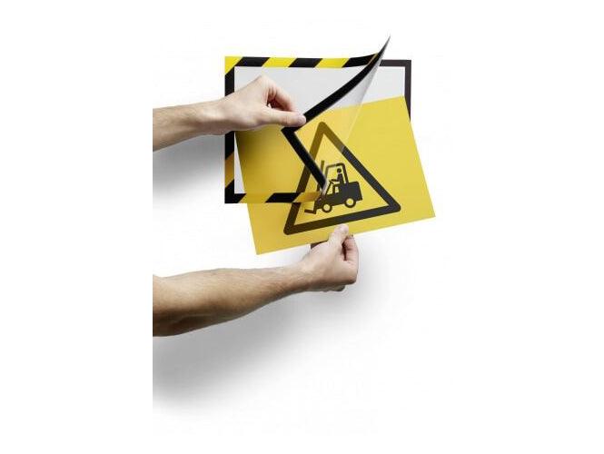 Durable Duraframe Security, Self-Adhesive Magnetic Frame A4, 2/pack, Black-Yellow - Altimus