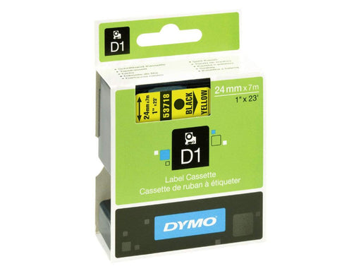 Dymo 53718, D1 Tape, 24mm x 7m, Black on Yellow - Altimus