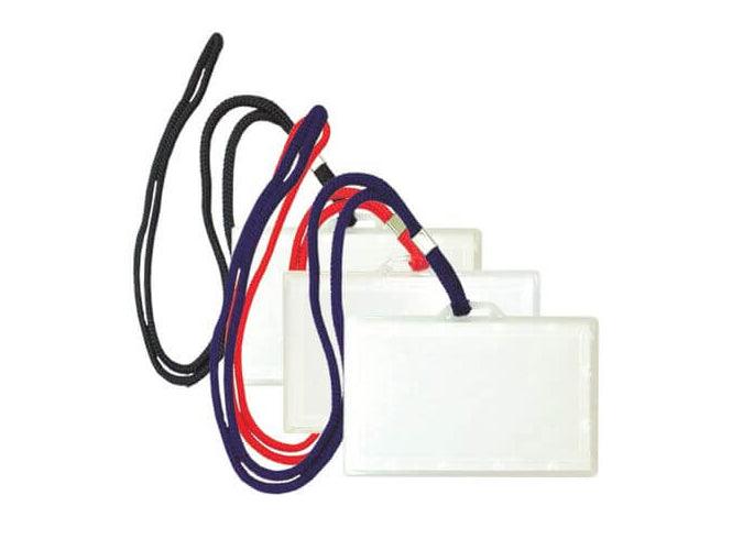 Horizontal Name Badge Holders With Round Lanyard, 1X50 Pkt (FSNAON-800BK) - Altimus