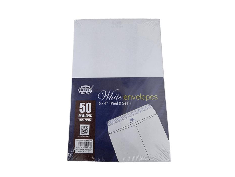 White Envelope 6" X 4", 100gsm Peel & Seal (Pack of 50) FSWE1029P50 - Altimus
