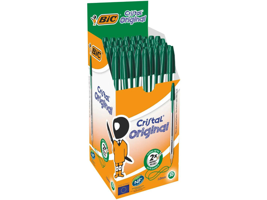 BIC Cristal Medium Ball Point Pen - 1.0mm, Green (Pack of 50) - Altimus
