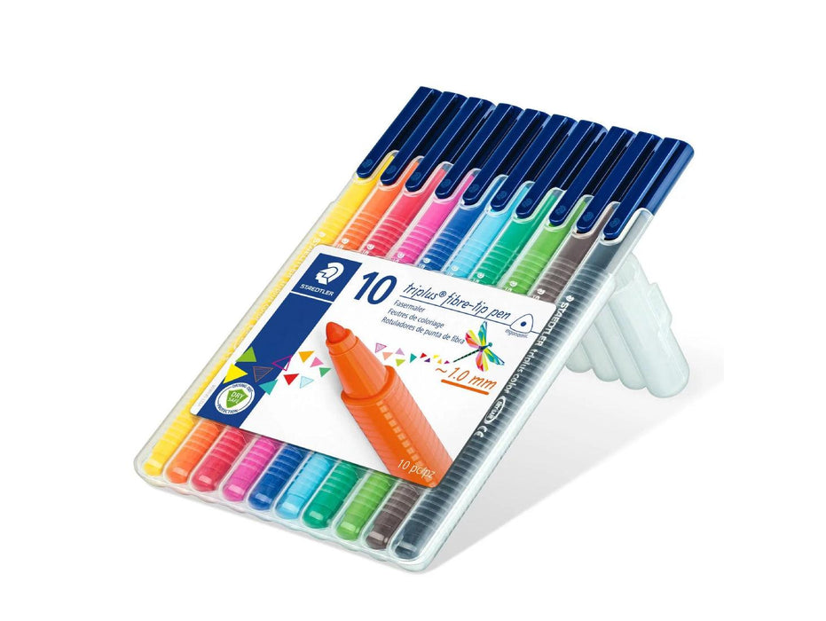 Staedtler 323 Triplus Triangular Fibre-Tip Pen, Assorted (Pack of 10) - Altimus