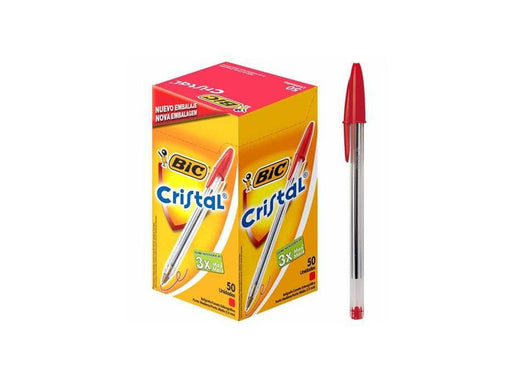 BiC Cristal Medium Ball Point Pen - 1.0mm, Box, Red (Pack of 50) - Altimus