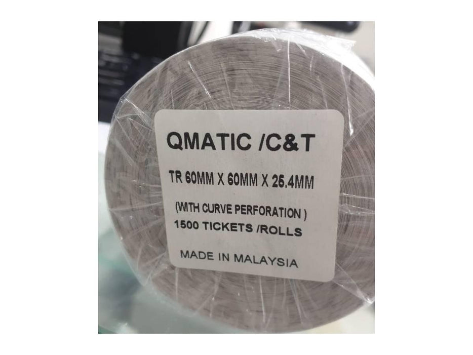 Thermal Ticket Roll 60mm x 60mm, 1500 Tickets, 25.4mm Core - Altimus