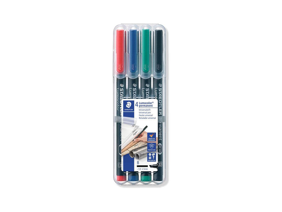 Staedtler 314 Lumocolor Permanent Universal Pen B, Assorted (Pack of 4) - Altimus