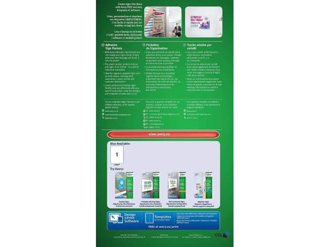 Avery L7083-10 Self-Adhesive Repositionable Clear Sign Pocket (221 x 304 mm) - Altimus