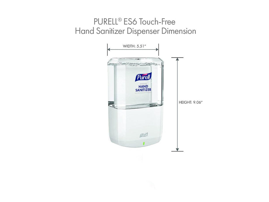 PURELL® ES6 Hand Sanitizer Dispenser White Touch-Free Dispenser with wall shield (6420-01) - Altimus