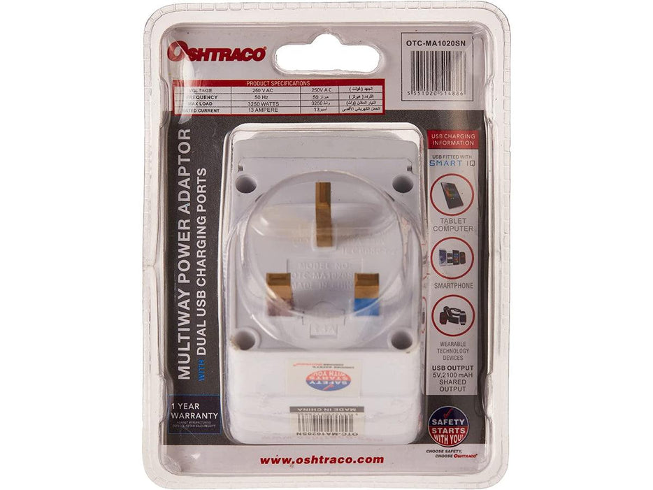 Oshtraco Multiway Power Adaptor with Dual USB Charging Ports - Altimus