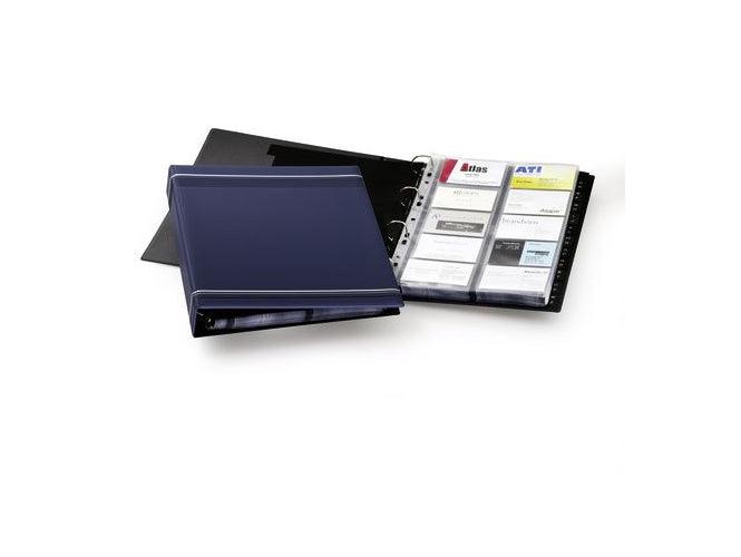 Durable Visifix Business Card Ring Binder for 400 Cards, A4, 20 Pockets, Blue - Altimus