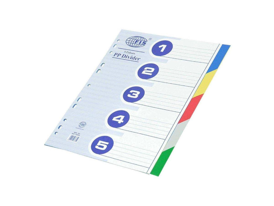 Divider Plastic Colored A4 5 Tabs - Altimus