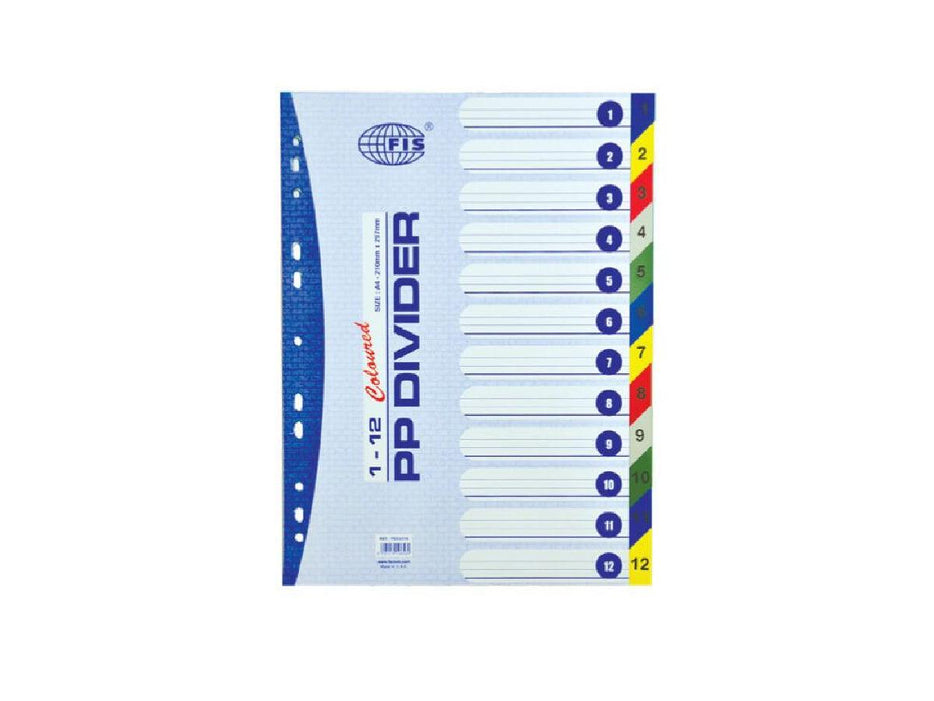 Divider Plastic Colored A4 with numbers 1-12 - Altimus