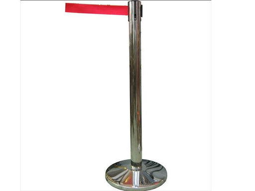 Retractable Q Stand Chrome Post with Red Ribbon 90cm x 210cm - Altimus