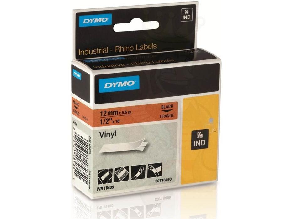 Dymo Rhino Orange Vinyl Tape - 12mm, Black Text (18435) - Altimus