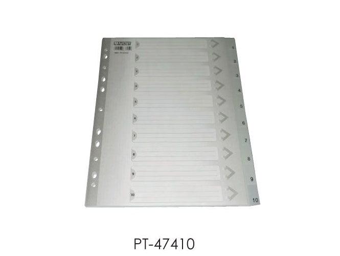 Partner Divider Plastic PVC Grey A4 with numbers 1-10 - Altimus