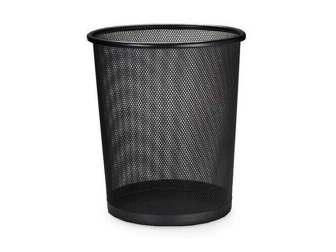 Deluxe Metal Mesh Waste Bin, Round, Medium, Black - Altimus