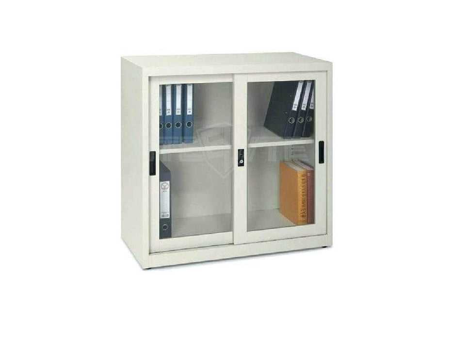 Rexel Low Height Cupboard Sliding Steel With 1 Adjustable Shelf, RXL102SG (Grey) - Altimus