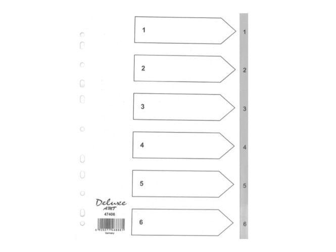 Deluxe Divider Plastic PVC Grey A4 with numbers 1- 6 - Altimus