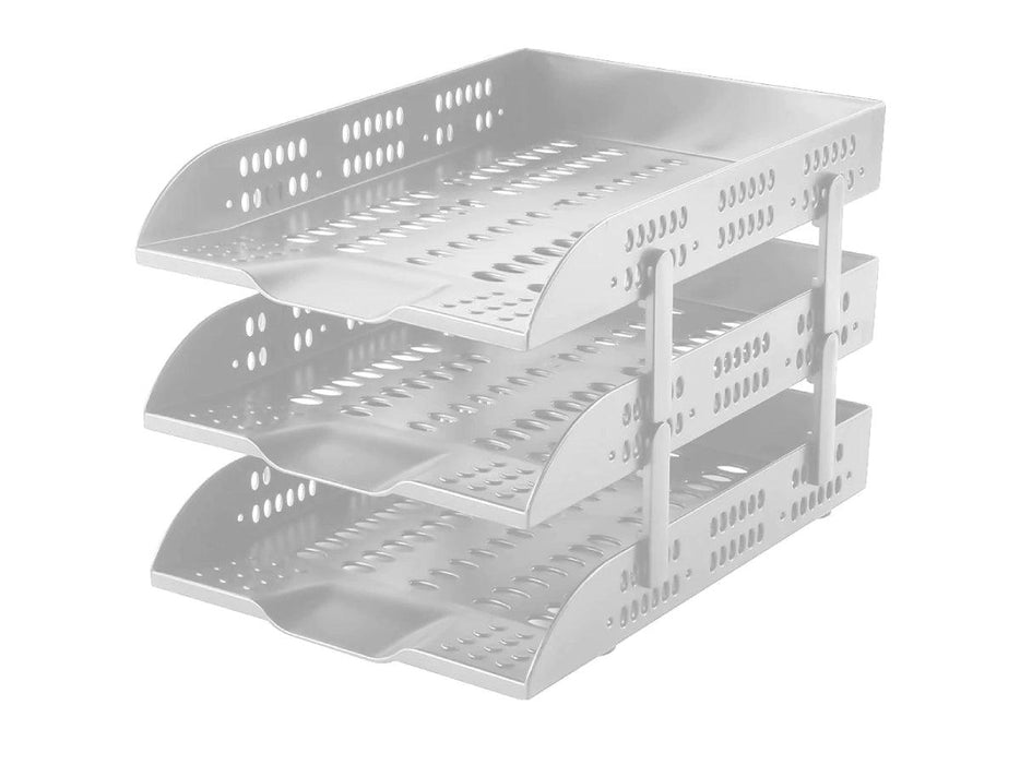 DELI 3 Tier Plastic Document Tray Grey - Altimus
