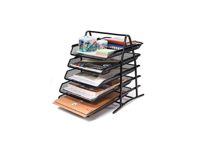 Deluxe Metal Mesh 5 Tier Document Tray Black - Altimus