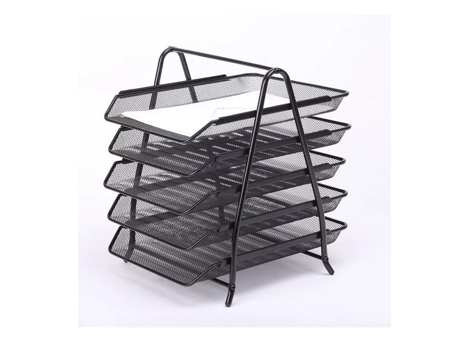Deluxe Metal Mesh 5 Tier Document Tray Black - Altimus