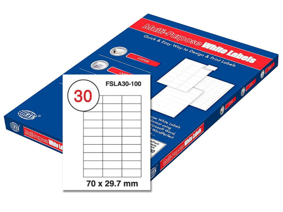 Multi-Purpose Labels 70 x 29.7mm, 100Sheets/Box (FSLA30-100) - Altimus