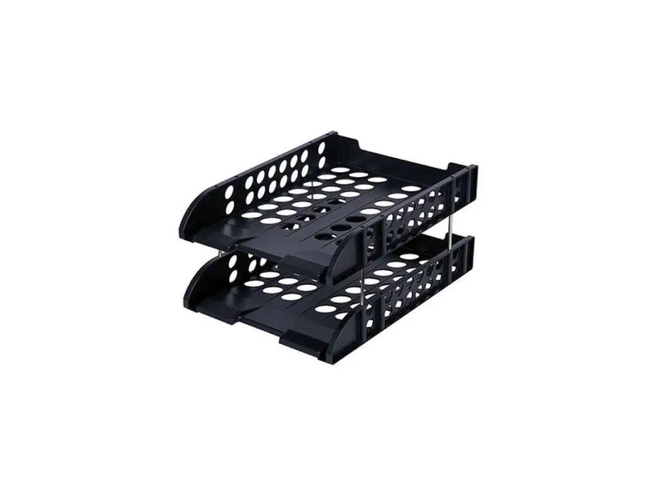 DELI 2 Tier Plastic Document Tray Black - Altimus