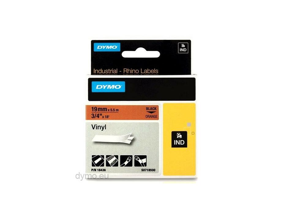 Dymo Rhino 18436 Vinyl 19mm Black on Orange Tape - Altimus