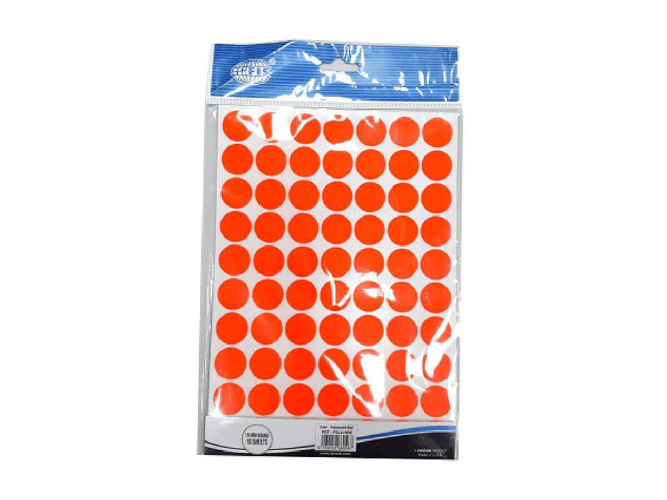 Colour Round Labels, 18mm, Fluorescent Red, 700 labels-pack (FSLA19RE) - Altimus