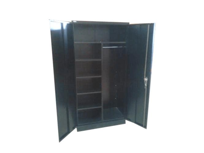 Rexel Full Height Domestic Cupboard Swing Door Shelves With Hanging Rod, RXL110SW (Black) - Altimus