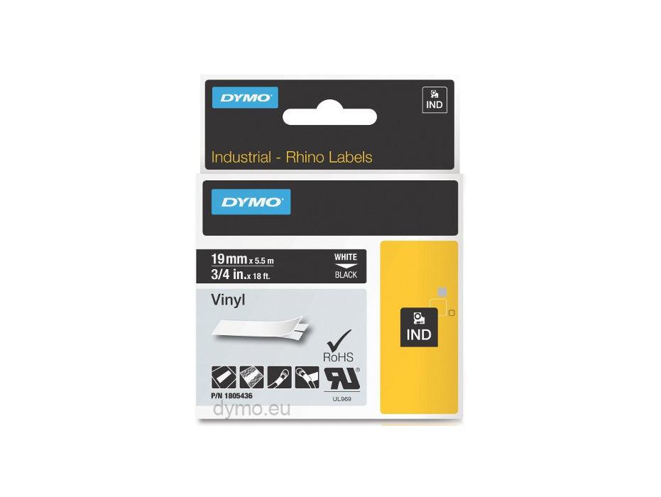 Dymo Rhino 1805436 Vinyl 19mm White on Black Tape - Altimus