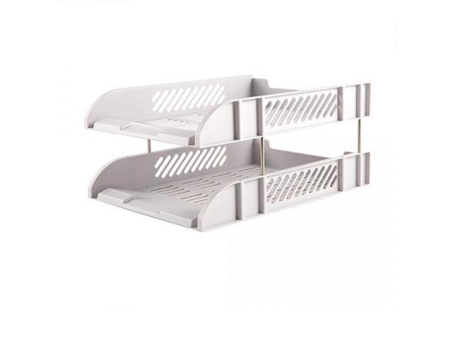 DELI 2 Tier Plastic Document Tray Grey - Altimus