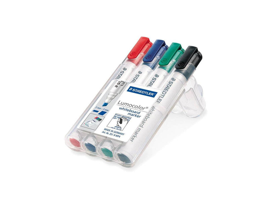 Staedtler 351B Chisel Tip White Board marker, Assorted (Pack of 4) - Altimus
