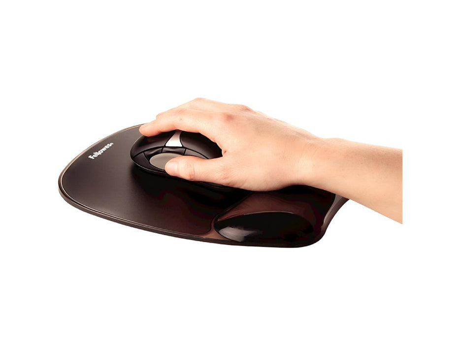 Fellowes Crystal Gel Mouse Pad Wrist Support, Black - FEL9112101 - Altimus